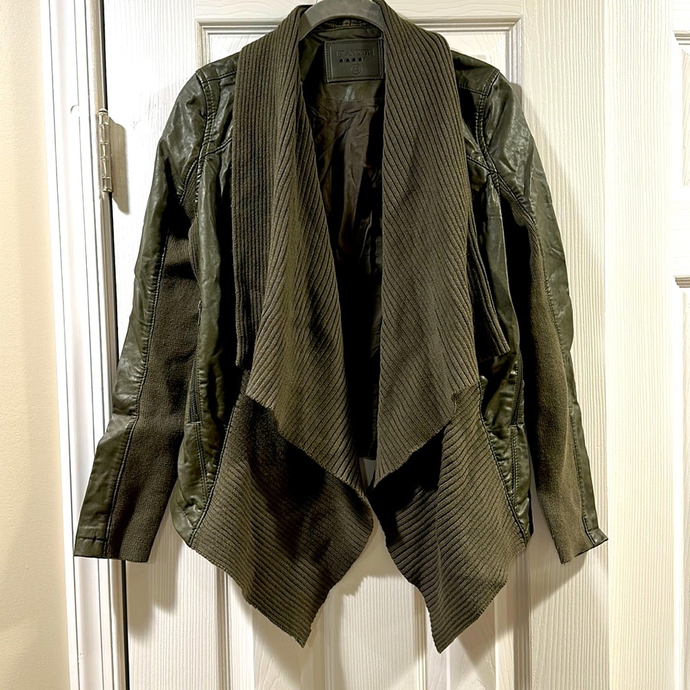 Blank NYC Faux Leather and Cardigan Jacket; women’s size XS